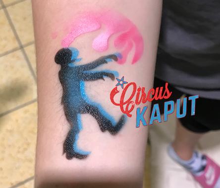 Circus Kaput zombie airbrush tattoo